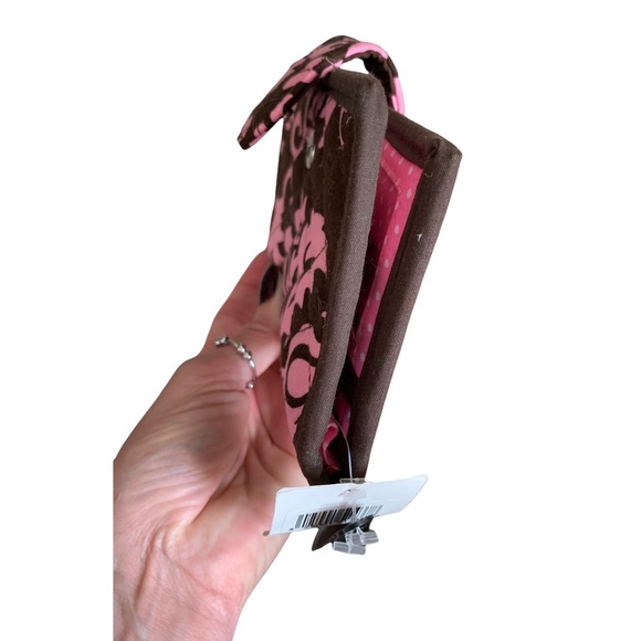 Belvah Pink/Brown Quilted Cotton Damask Wallet - Picture 2 of 6